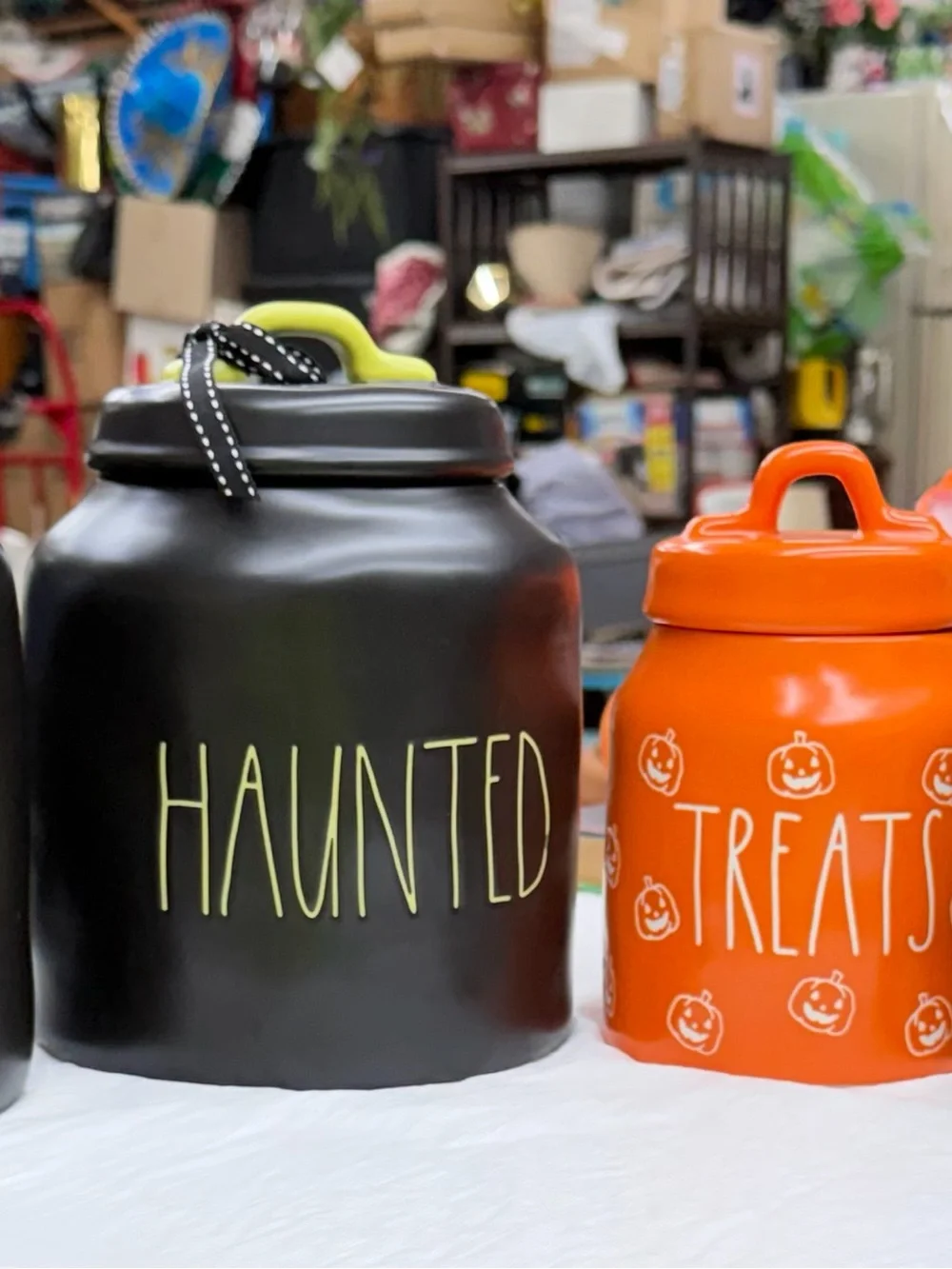 Set of 4 canisters Haunted & Treats Halloween - Black and Orange